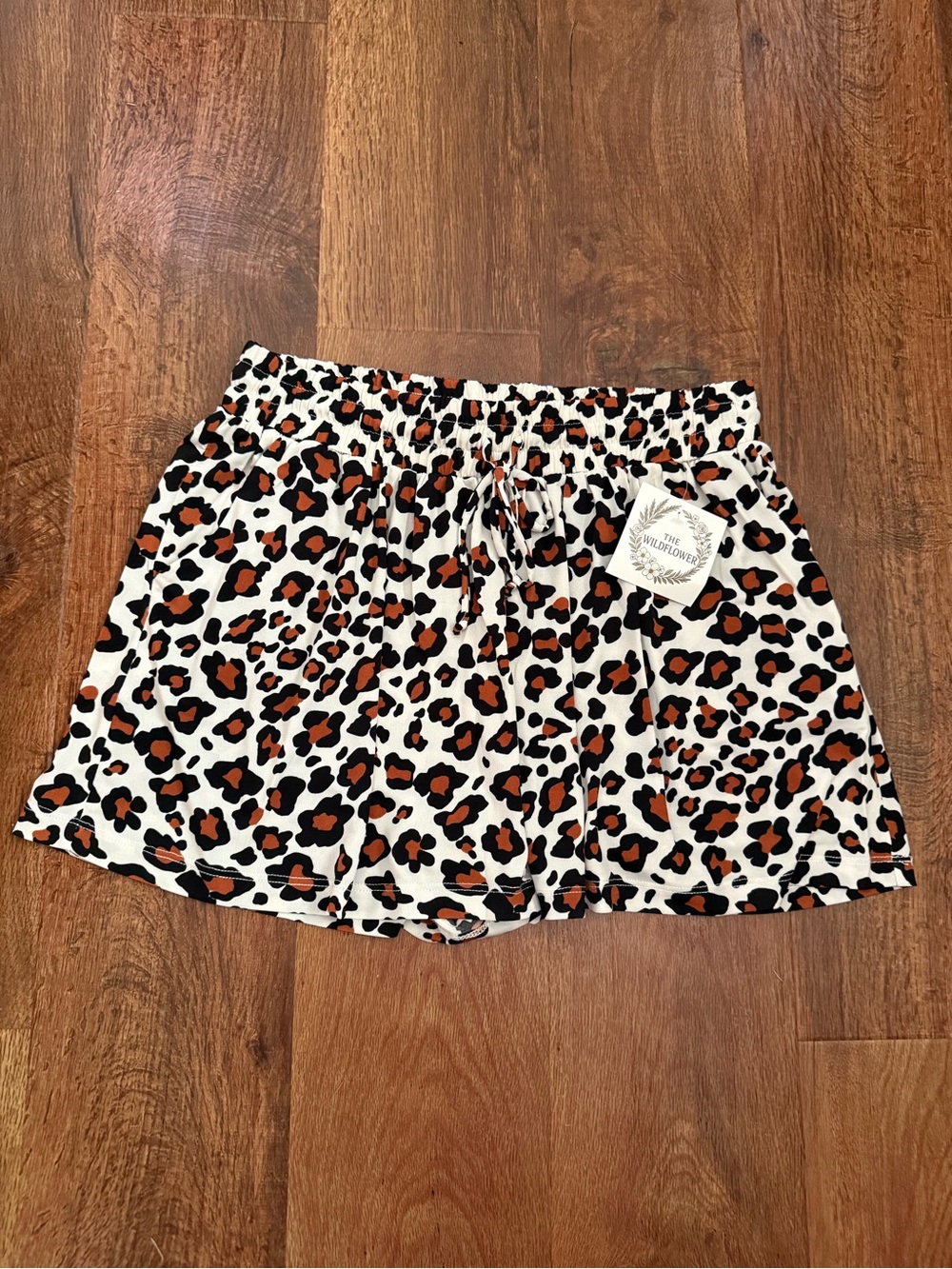 NWT Leopard Print Lounge Shorts - White & Brown